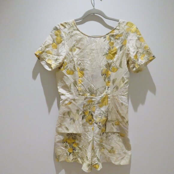 SAMANTHA PLEET Park Romper Citrus Print Silk Coquette Quirky Abstract Ethereal - Picture 3 of 16